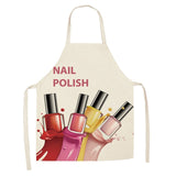 Linen Flower Nail Polish Theme Print Kitchen Unisex Aprons