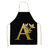 Gold Letter Alphabet Pattern Kitchen Apron For Woman
