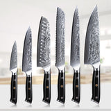 TURWHO 6 PCS Kitchen Japanese Damascus Steel  Knives Set