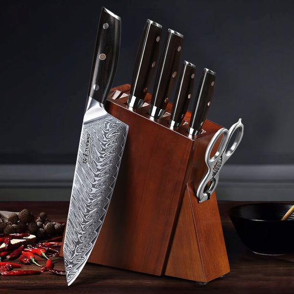 TURWHO 3PCS Professional Damascus Steel Kitchen Knives Sets