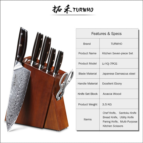 Turwho 7 Pcs Best Kitchen Knives Sets With Excellent Acacia Wood/knife Set  Block Super Sharp Japanese Damascus Steel Knives Set - Knife Sets -  AliExpress