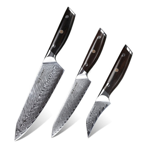 TOWER Damascus Effect Kitchen Knife Set with Stainless Steel Blades an —  CHIMIYA