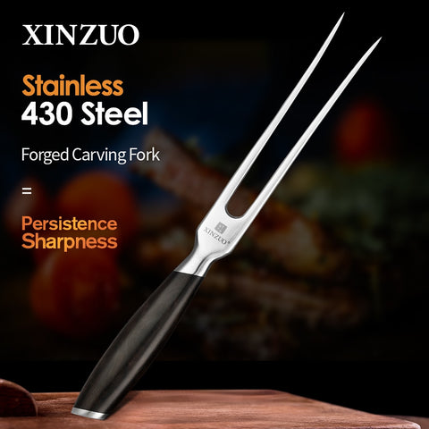 XINZUO 2PCS Forged Carving Fork and Carving Knife Set