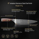 9Pcs Japanese  Stainless Steel Damascus Chef Knifes Set