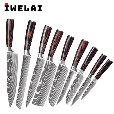 IWELAI Stainless Steel Japanese Kitchen Chef Knives Set