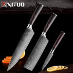 XITUO 9 Pcs Damascus Pattern Chef Japanese Kitchen Knife Set