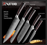 XITUO 9 Pcs Damascus Pattern Chef Japanese Kitchen Knife Set