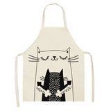 1Pcs Kitchen Cooking Apron Cute Cat Printed Home Sleeveless Cotton Linen Aprons