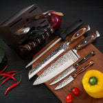 15PCS Professional Stainless Steel Kitchen Knife Set Wooden Block