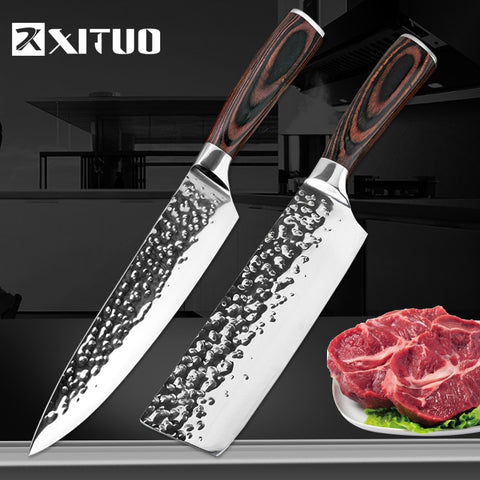 XITUO 8 inch Santoku Japanese 7CR17 440C Stainless Steel Chef Knife